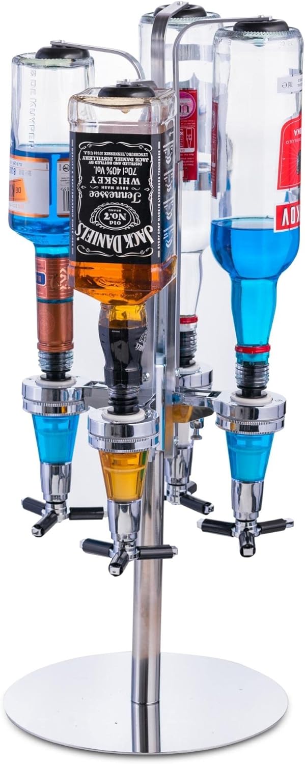 bar@drinkstuff Rotary 4 Bottle Stand Rotating Drinks Dispenser, Optics Dispenser for Spirits-2