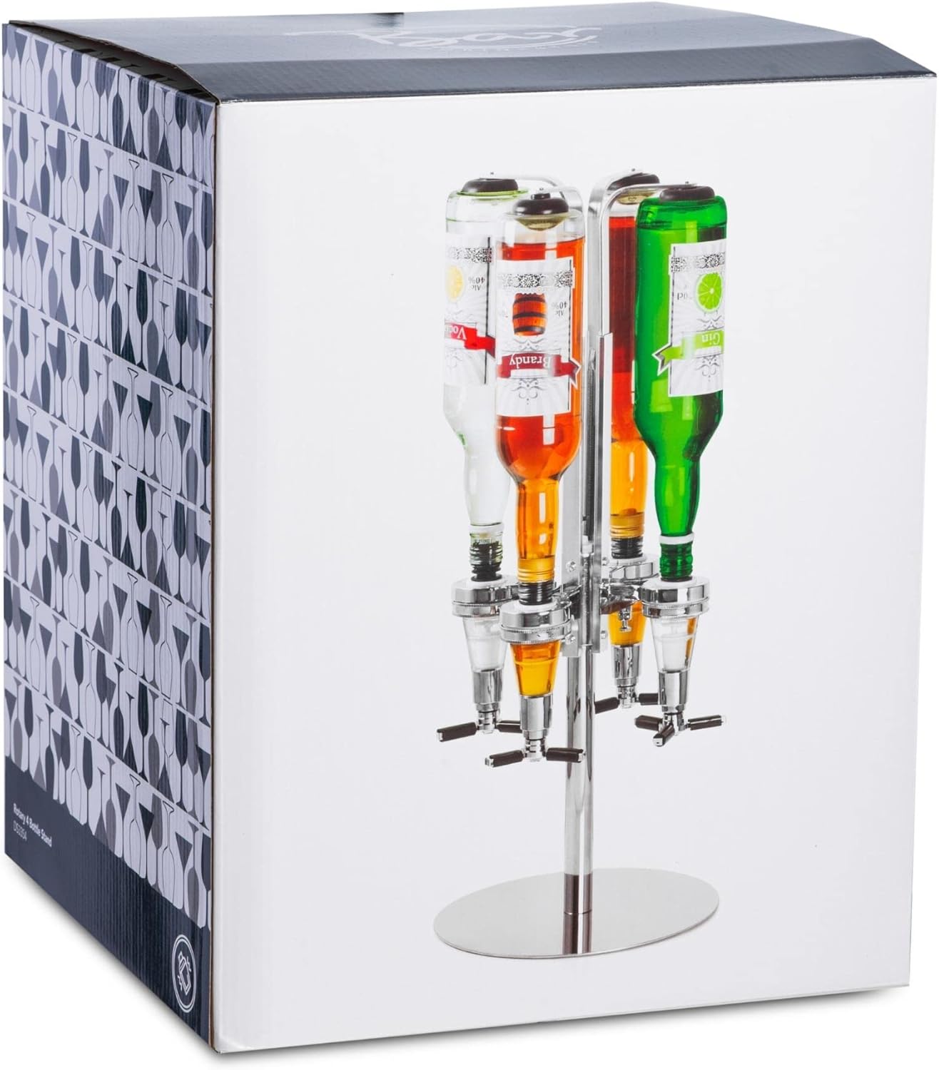 bar@drinkstuff Rotary 4 Bottle Stand Rotating Drinks Dispenser, Optics Dispenser for Spirits-4