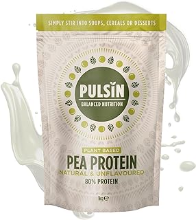 Pulsin Vegan Pea Protein Powder Unflavoured - 1kg - 8.0g Protein, 0g Carbs, 41 Kcals Per Serving - Gluten Free, Palm Oil Free and Dairy Free - May Contain SOYA.