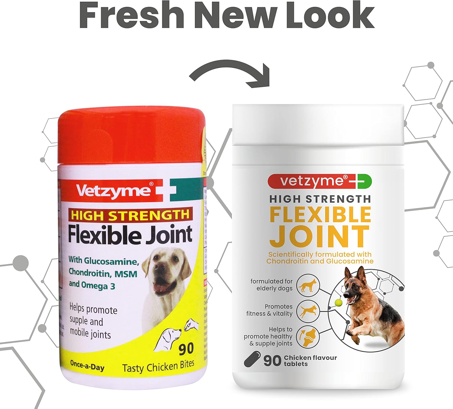 Vetzyme High Strength Flexible Joint Supplements for Senior Dogs (90 Tablets) - Hip and Joint Care with Chondroitin and Glucosamine, Tasty Chicken Flavour-6