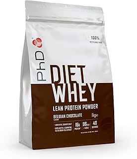 PhD Nutrition Diet Whey Protein Powder | Belgian Chocolate Whey Protein | Supports Lean Muscle & Recovery, 40 Servings, 1 Kg