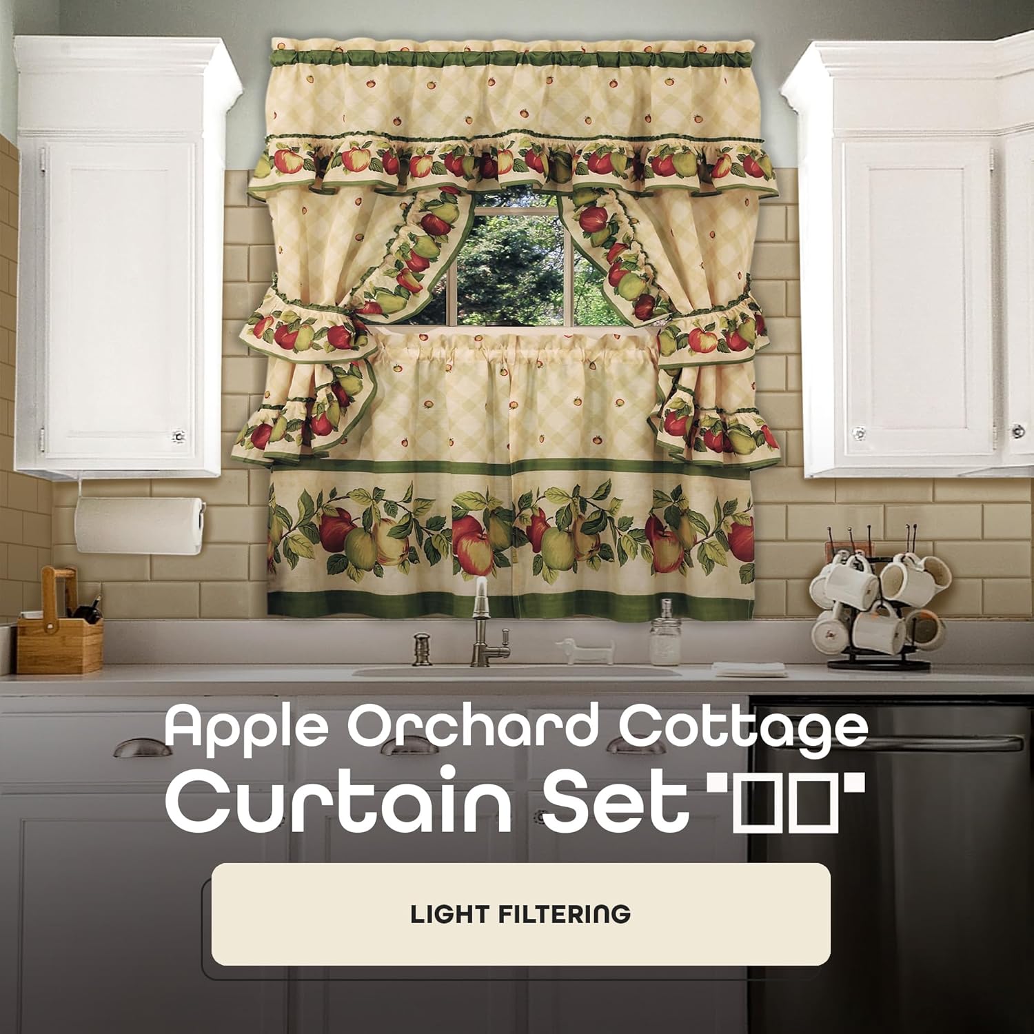 Achim Home Furnishings Apple Orchard Cottage Set, 36-Inch, Antique-1