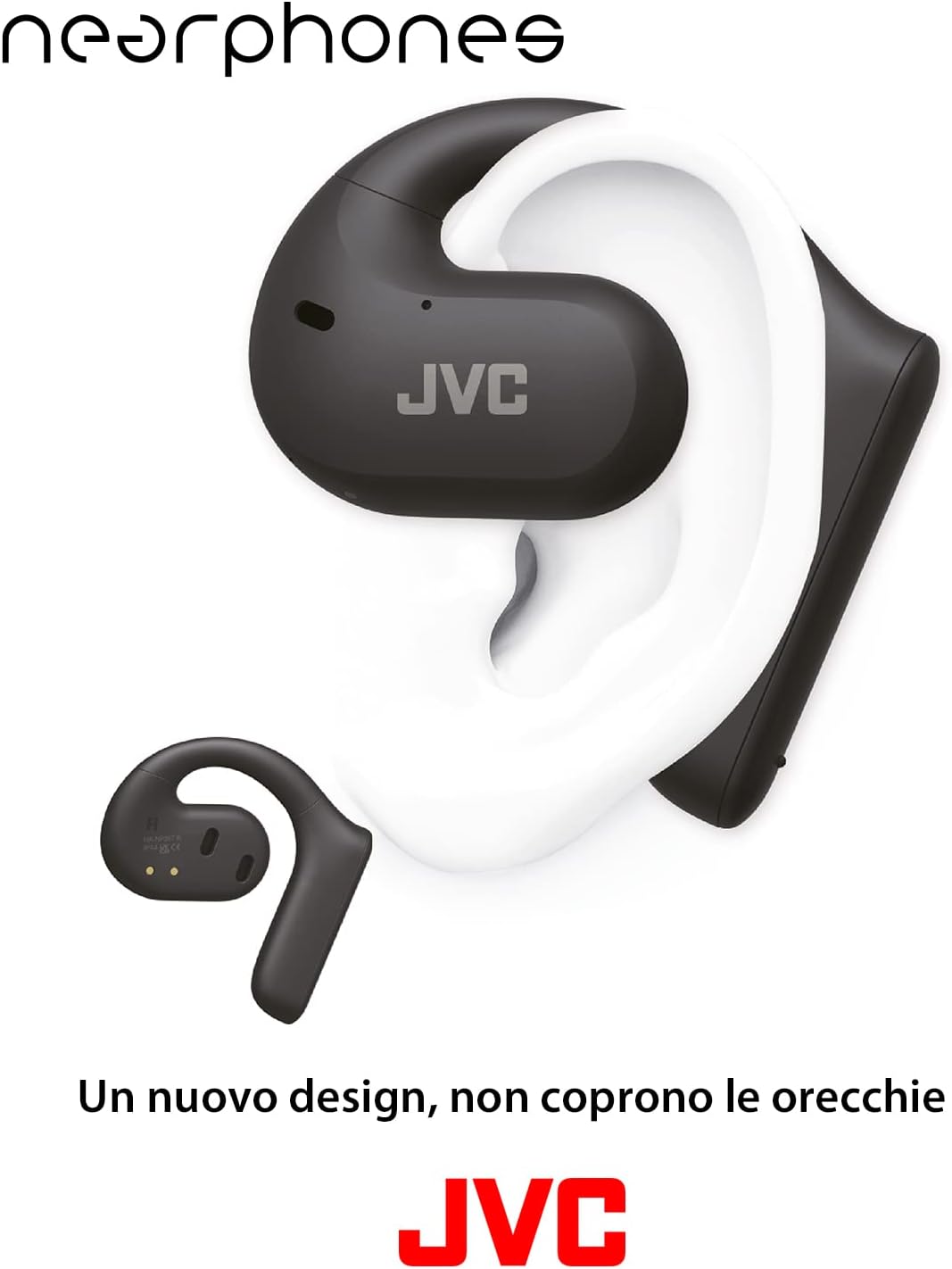 JVC Adjustable Ear Clip Sweat Resistant In-Ear Sports Headphone - Black-2