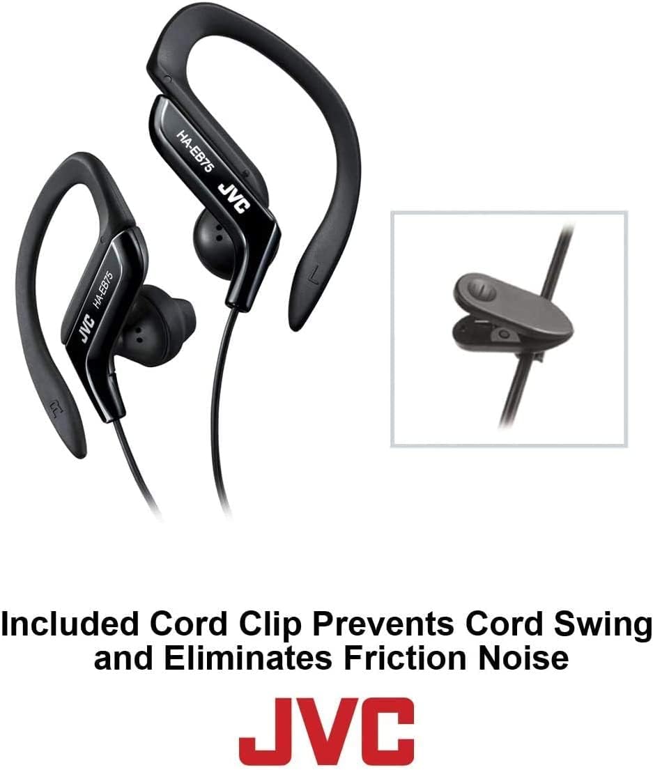 JVC Adjustable Ear Clip Sweat Resistant In-Ear Sports Headphone - Black-5