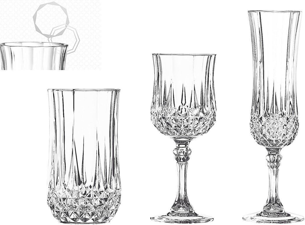 Cristal d´Arques, Longchamp Wine glass 250ml, without filling mark, 6 Glasses-0