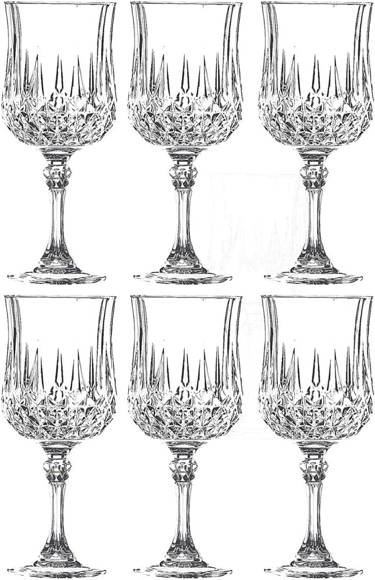 Cristal d´Arques, Longchamp Wine glass 250ml, without filling mark, 6 Glasses-1