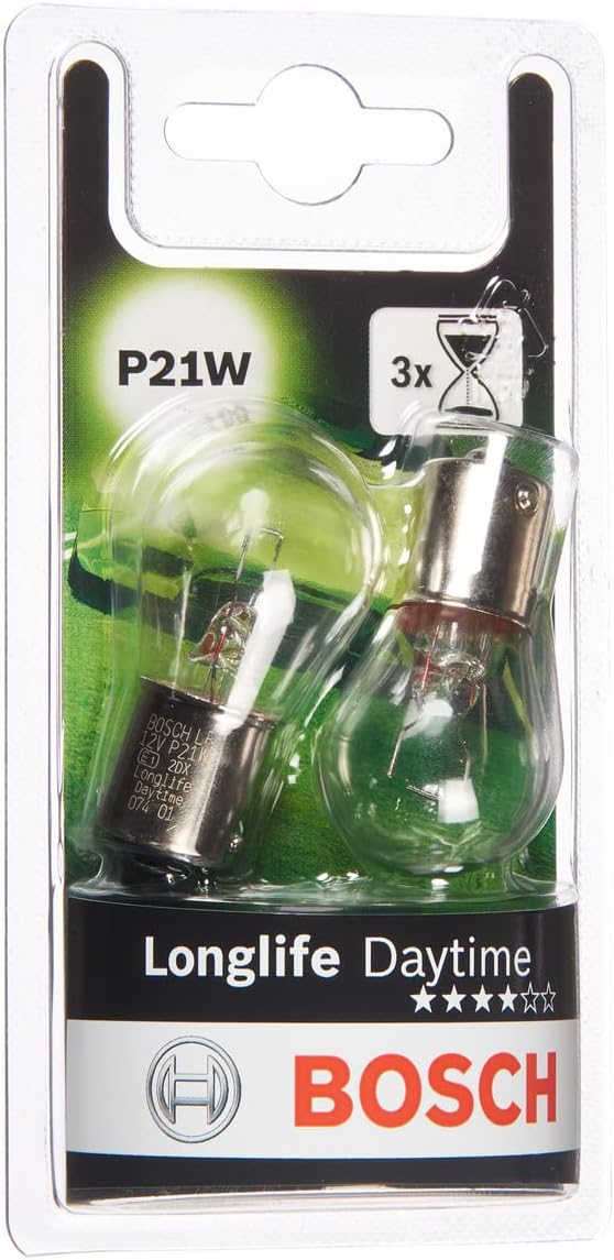 Bosch P21W (382) Longlife Daytime Car Light Bulbs - 12 V 21 W BA15s - 2 Bulbs-0