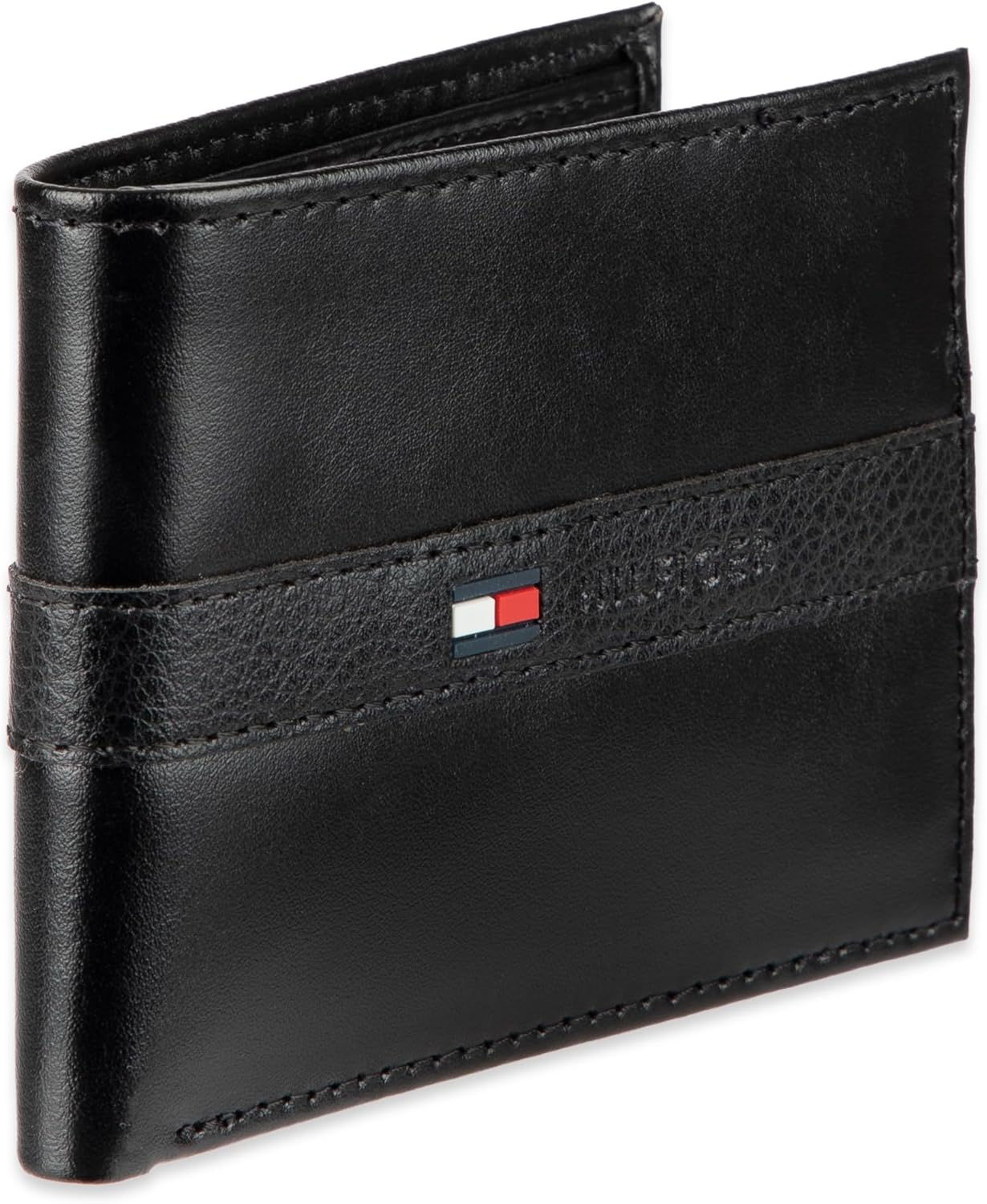 Tommy Hilfiger Men's RFID Blocking 100 Percent Leather Slimfold Wallet Bi-Fold, Tan Zed, One Size-1