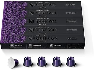 Nespresso Original Coffee Pods - 50 Inspiranzione Arpeggio Capsules for Nespresso Machines. Make Espressos, Cappuccino and Macchiato at home. A short dark roast, intensity 9 coffee. Recyclable Pods