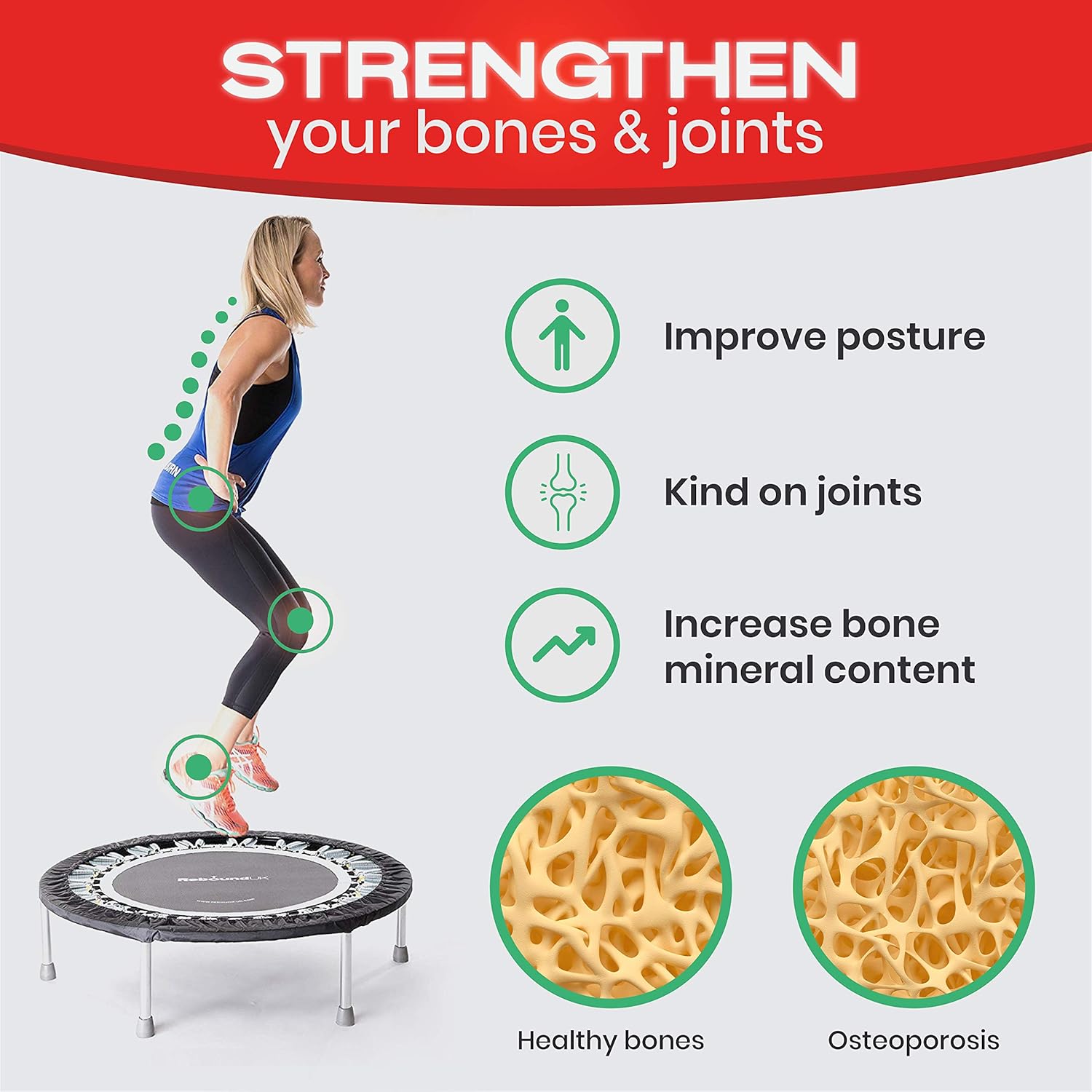 Voted Best Pro Rebounder Trampoline at Home, Gym & Physio Clinics | Robust & Very Low Impact | | 40’’ Mini Exercise Trampoline for Adults Includes Handle Bar, DVDs Online Workouts & Resistance Bands-3