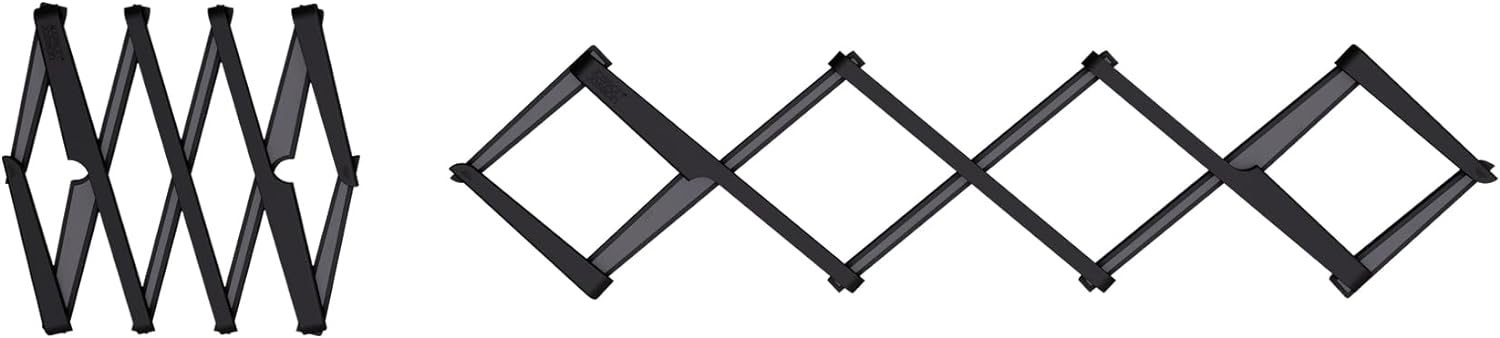 Joseph Joseph Stretch Folding Silicone Trivet for Hot Pot and Pan, Expanding nonslip stand, heat resistant mat for Kitchen Worktop - Black, 48-2