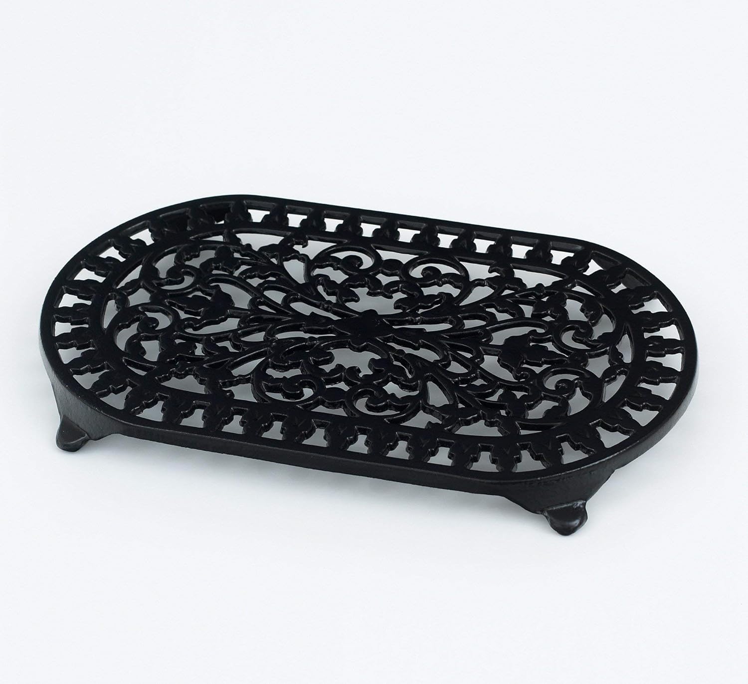 Victor Traditional Oval Trivet, Black, Cast Iron, 34.5x20.5x3 cm-1