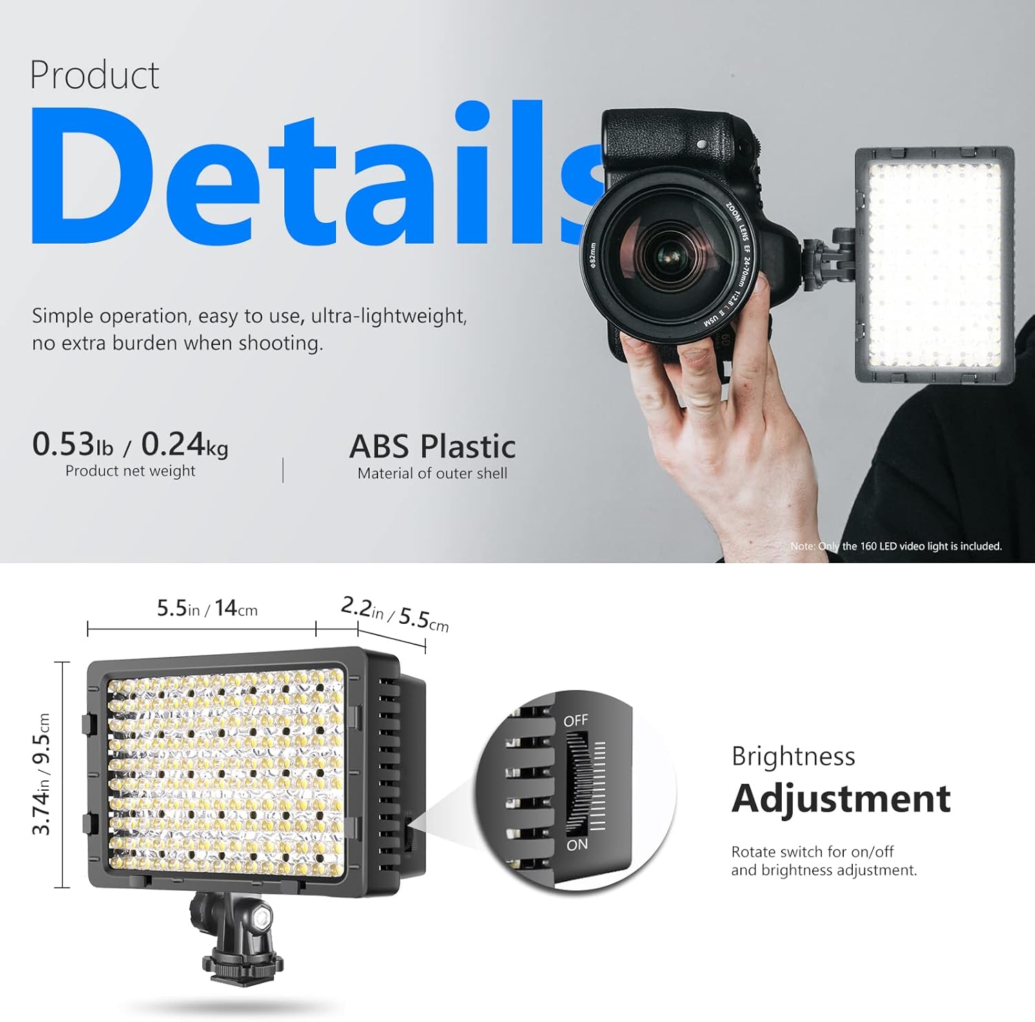 Neewer Dimmable Ultra High Power Panel Digital Camera / Camcorder Video Light, LED Light for Canon, Nikon, Pentax, Panasonic,SONY, Samsung and Olympus Digital SLR Cameras-5