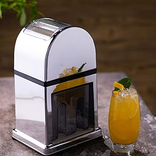 bar@drinkstuff Chrome Ice Crusher Manual Ice Crusher with Ice Tray and Scoop, Ice Grinder, Ice Chopper