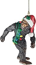 Design Toscano DB383084 Bigfoot, the Christmas yeti with Sabta's hat Funny Christmas tree decoration, polyresin, full color, 7.5 cm