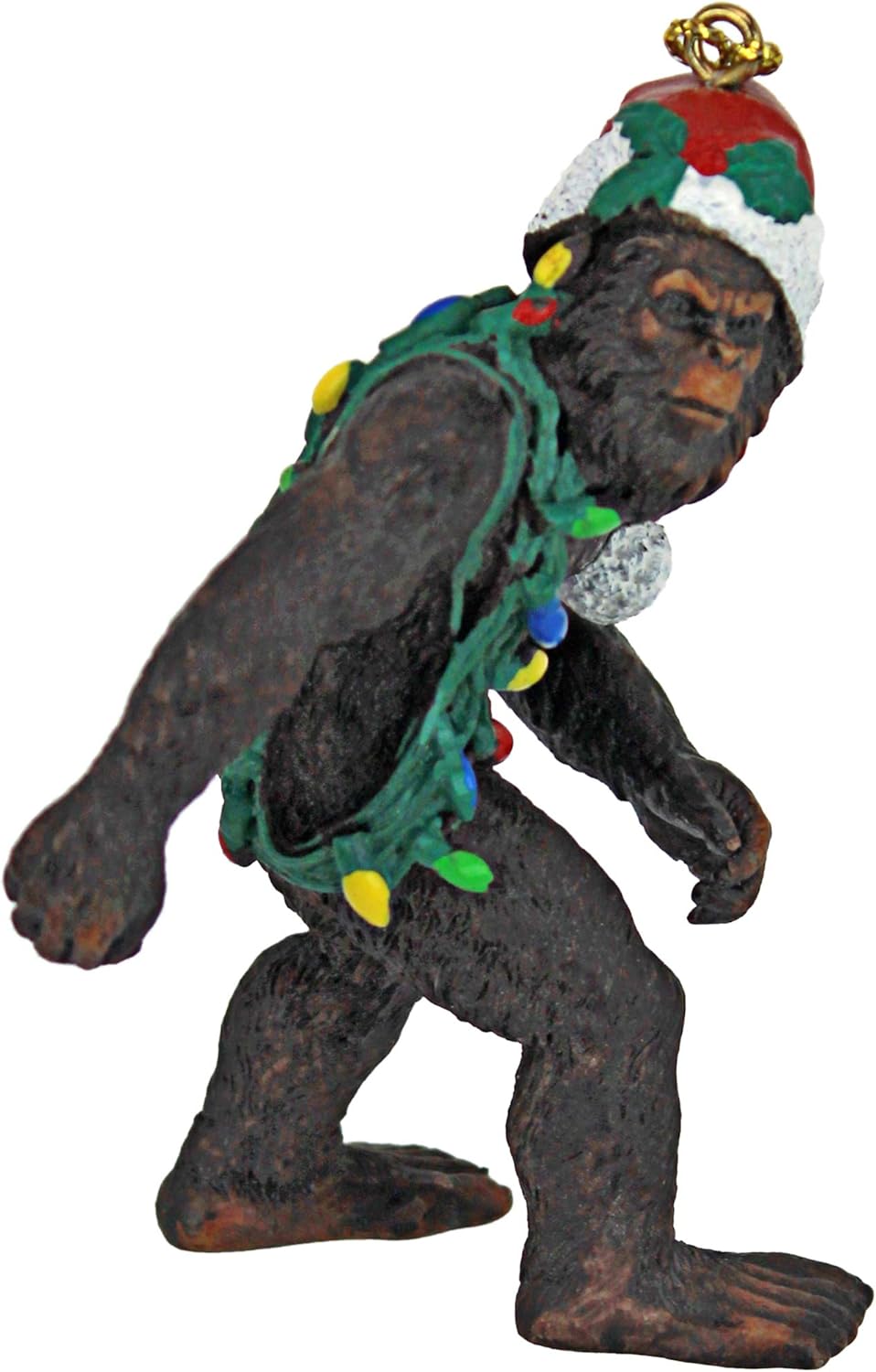 Design Toscano DB383084 Bigfoot, the Christmas yeti with Sabta's hat Funny Christmas tree decoration, polyresin, full color, 7.5 cm-4