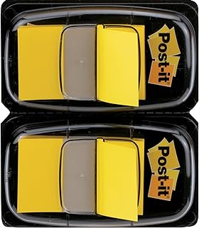 Post-it Index Flags, Medium, Yellow, 2 Dispensers 25.4 mm x 43.2 mm, 100 Flags - To Mark, Highlight or Color Code Important Information