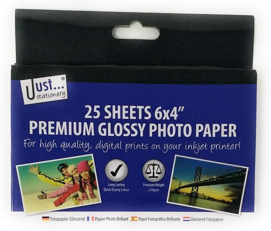 Just stationery A6 Photo Paper (Pack of 25), White, 6x4 inch-0