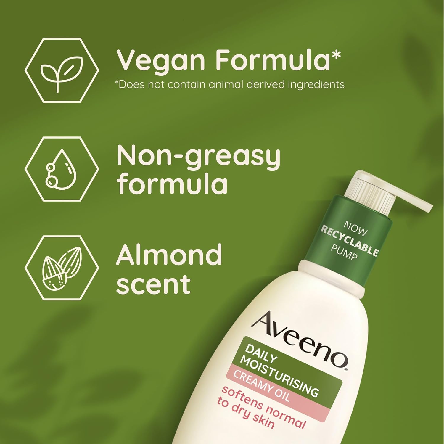 Aveeno Daily Moisturising Creamy Oil, With Nourishing Oat & Sweet Almond Oil, Suitable For Sensitive Skin, 24h Moisturisation, Help’s Prevent Protect and Nourish Dry Skin, 300ml-2