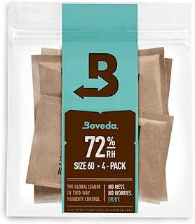 Boveda 72% Two-Way Humidity Control Packs For Wood Containers – Size 60 – 4 Pack – Moisture Absorbers – Humidifier Packs – Hydration Packets in Resealable Bag