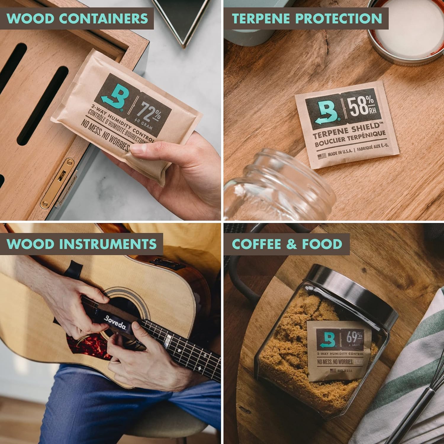 Boveda 72% Two-Way Humidity Control Packs For Wood Containers – Size 60 – 4 Pack – Moisture Absorbers – Humidifier Packs – Hydration Packets in Resealable Bag-5