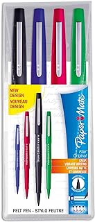 Paper Mate Flair Felt Tip Pens | Medium Point (0.7mm) | Assorted Business Colours | 4 Count Pouch