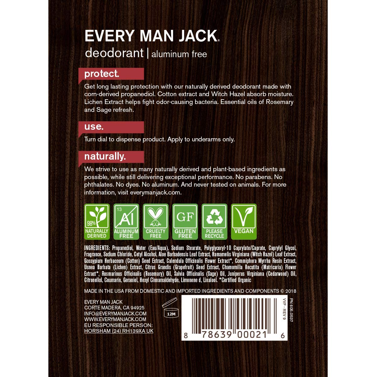 Every Man Jack 91299 Deodorant, Cedarwood, 3 Ounce-1