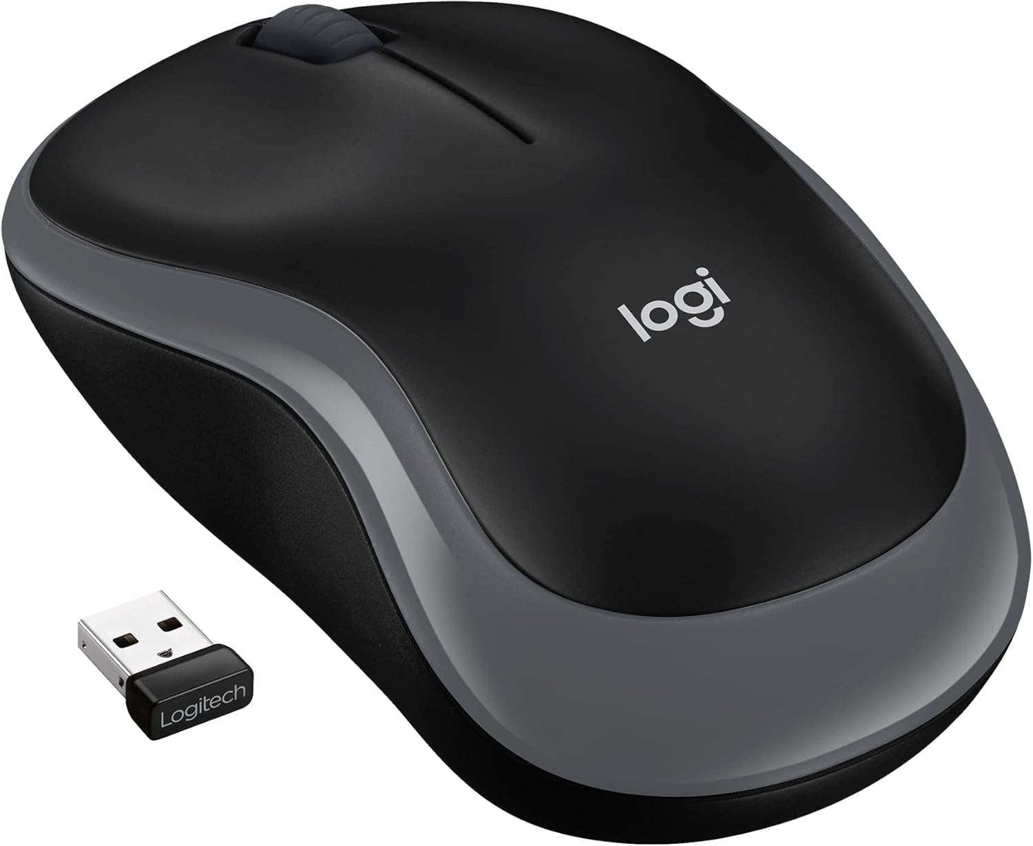 Logitech M185 Wireless Mouse, 2.4GHz with USB Mini Receiver, 12-Month Battery Life, 1000 DPI Optical Tracking, Ambidextrous, Compatible with PC, Mac, Laptop - Grey-0