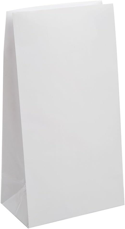 Unique Party 59011 - White Paper Party Bags, Pack of 12-0