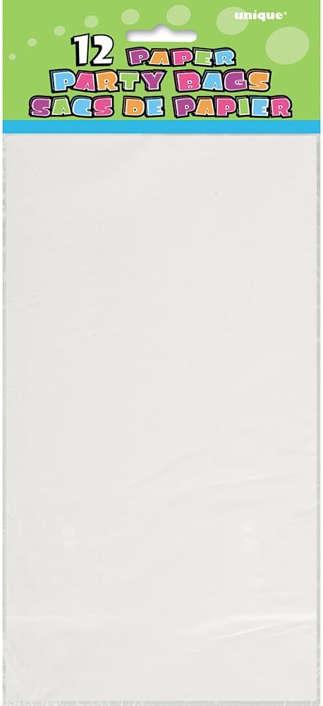 Unique Party 59011 - White Paper Party Bags, Pack of 12-1