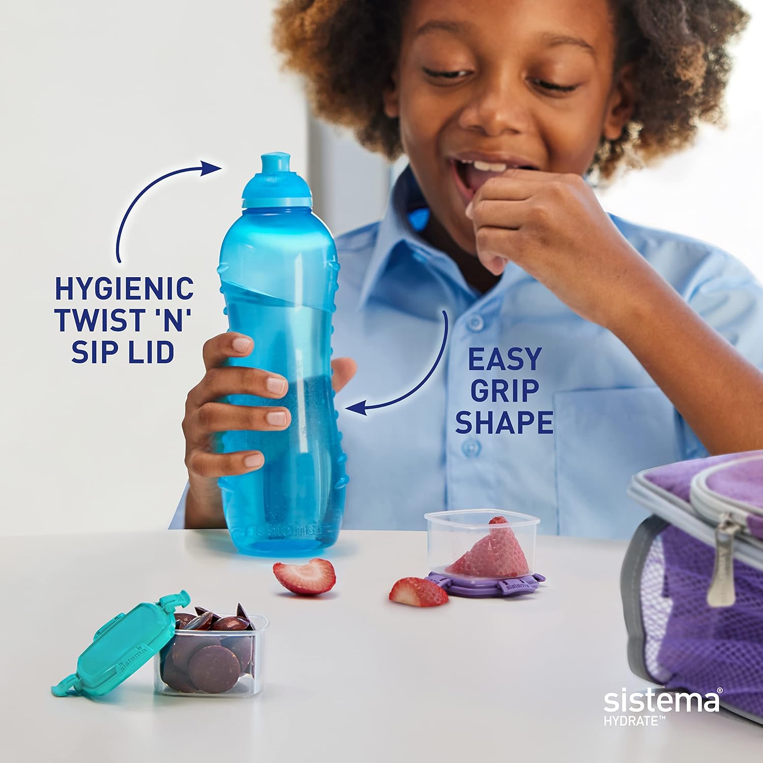 Sistema Squeeze Twist 'n' Sip Sports Water Bottle | 460 ml | Leakproof Kids Water Bottle | BPA-Free | Assorted Colours (Not Selectable) | 1 Count-3