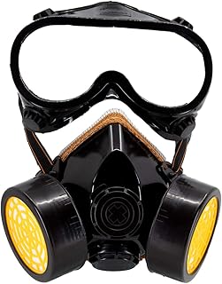 TRIXES Respirator Gas Mask with Goggles - Fancy Dress Accessory for Construction Worker Industrial Scientist Halloween Cosplay Outfit - Adult Size