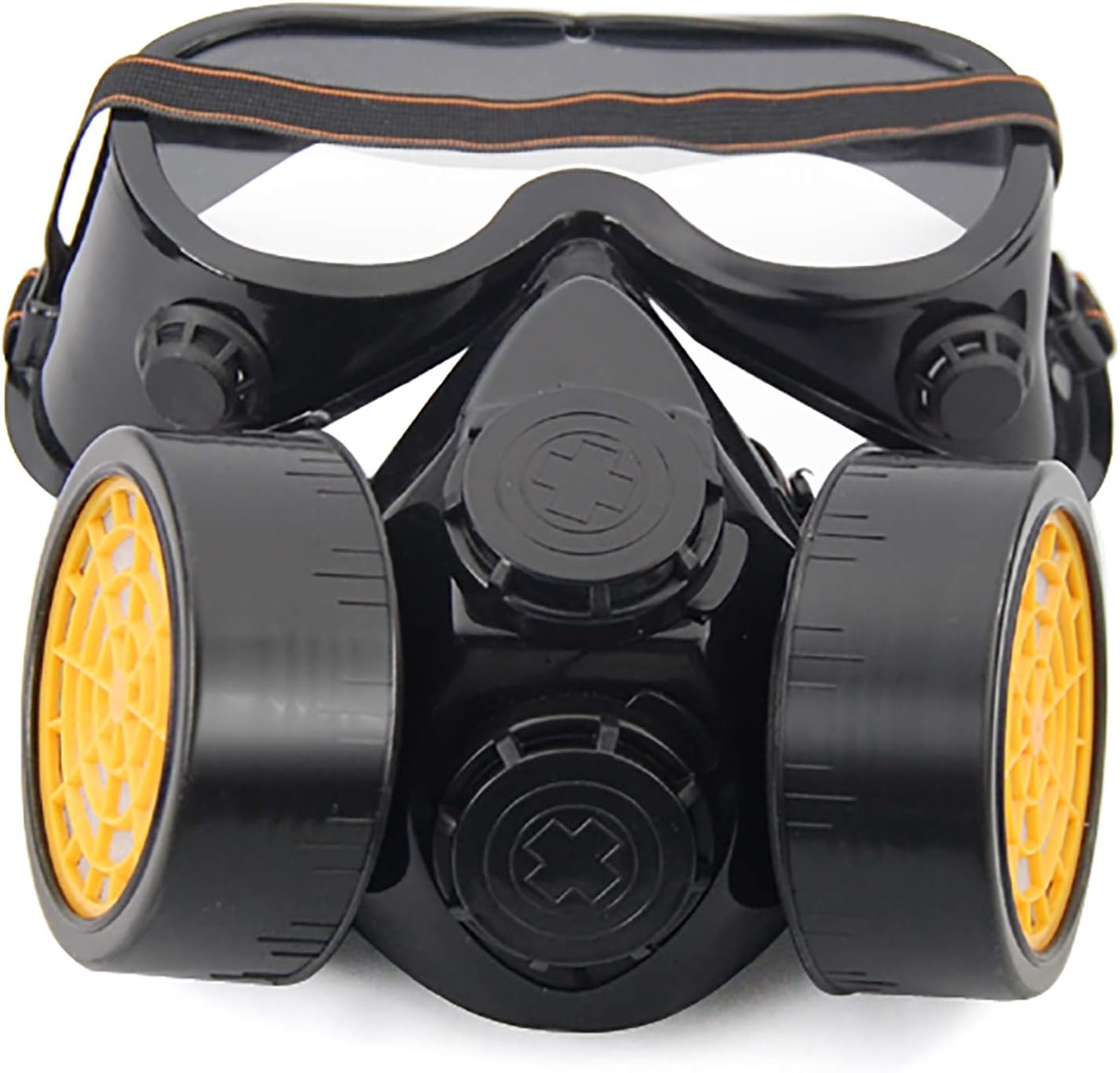 TRIXES Respirator Gas Mask with Goggles - Fancy Dress Accessory for Construction Worker Industrial Scientist Halloween Cosplay Outfit - Adult Size-1