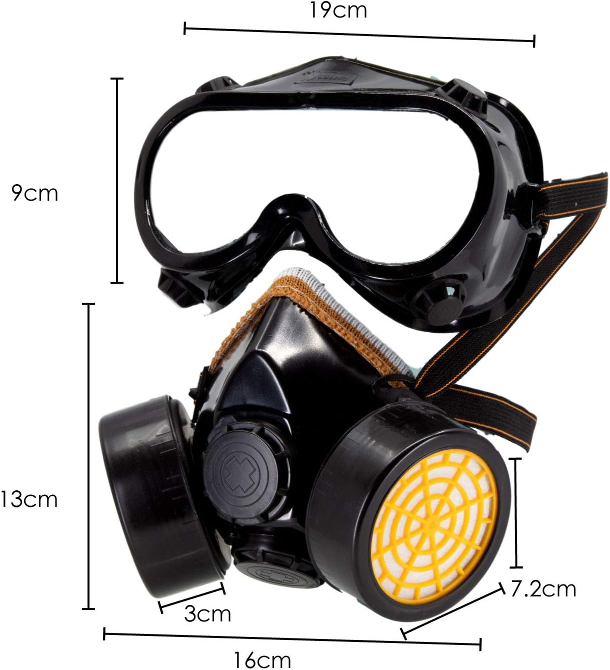 TRIXES Respirator Gas Mask with Goggles - Fancy Dress Accessory for Construction Worker Industrial Scientist Halloween Cosplay Outfit - Adult Size-2