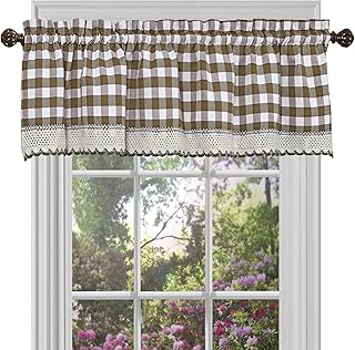 Achim Home Furnishings Buffalo Check Valance, 58-Inch by 14-Inch, Taupe