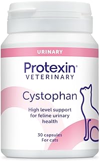 Protexin Veterinary Cystophan - Urinary Health and Bladder Support for Cats with N-acetyl D-glucosamine, Hyaluronic Acid and L-tryptophan - 30 Capsules, FV2221