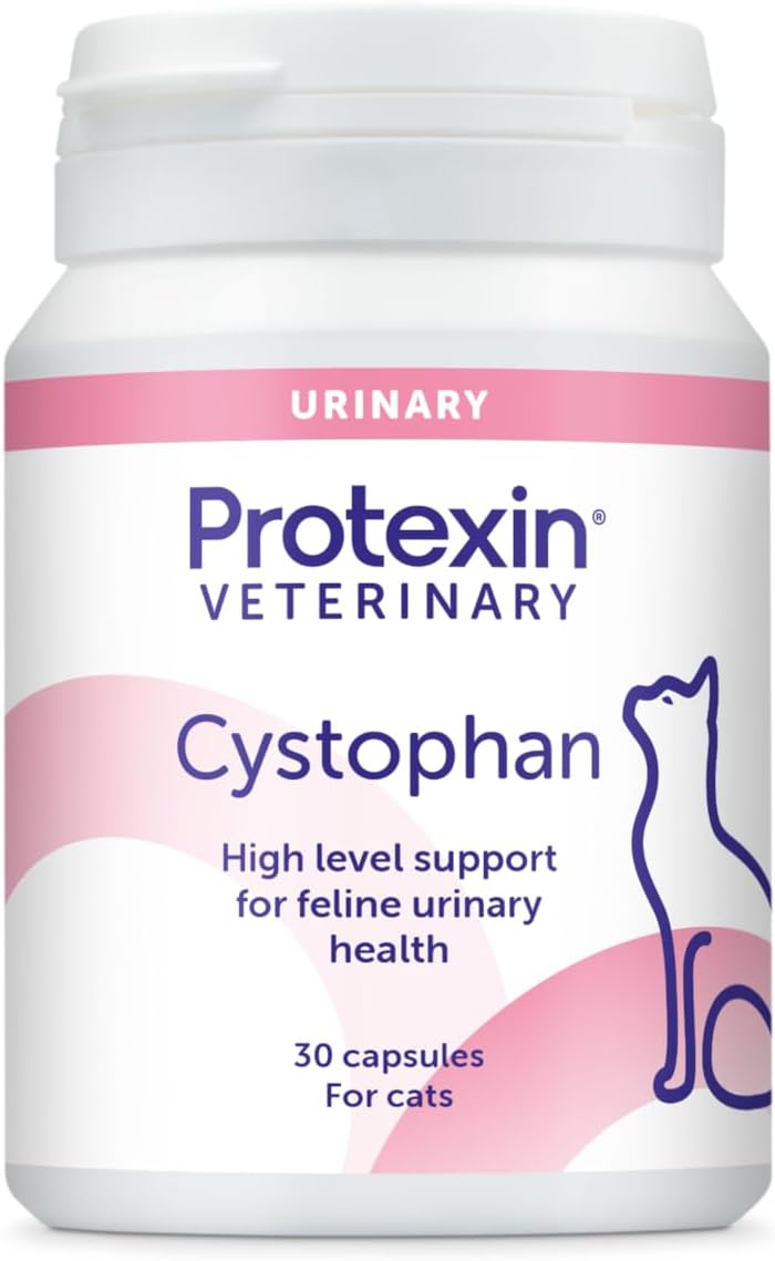 Protexin Veterinary Cystophan - Urinary Health and Bladder Support for Cats with N-acetyl D-glucosamine, Hyaluronic Acid and L-tryptophan - 30 Capsules, FV2221-0