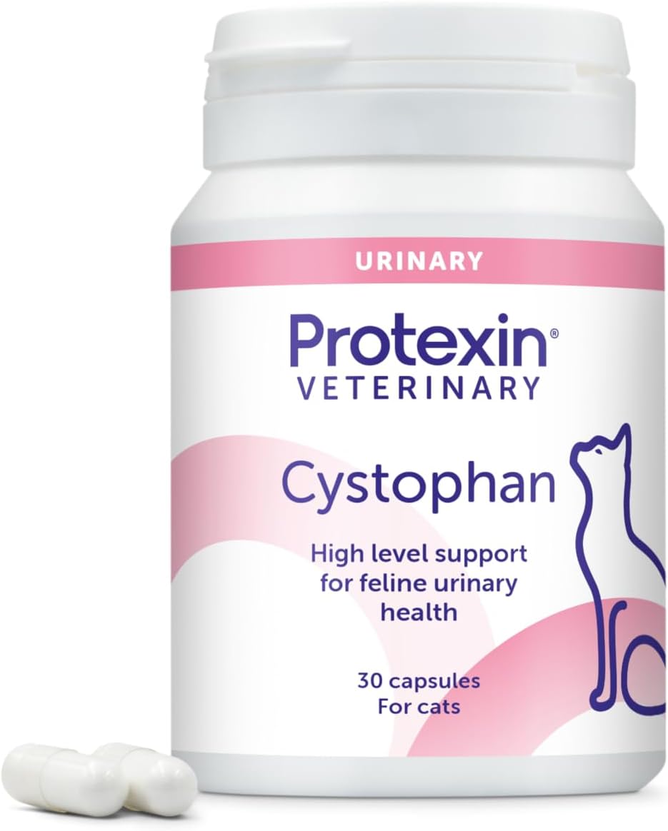 Protexin Veterinary Cystophan - Urinary Health and Bladder Support for Cats with N-acetyl D-glucosamine, Hyaluronic Acid and L-tryptophan - 30 Capsules, FV2221-1