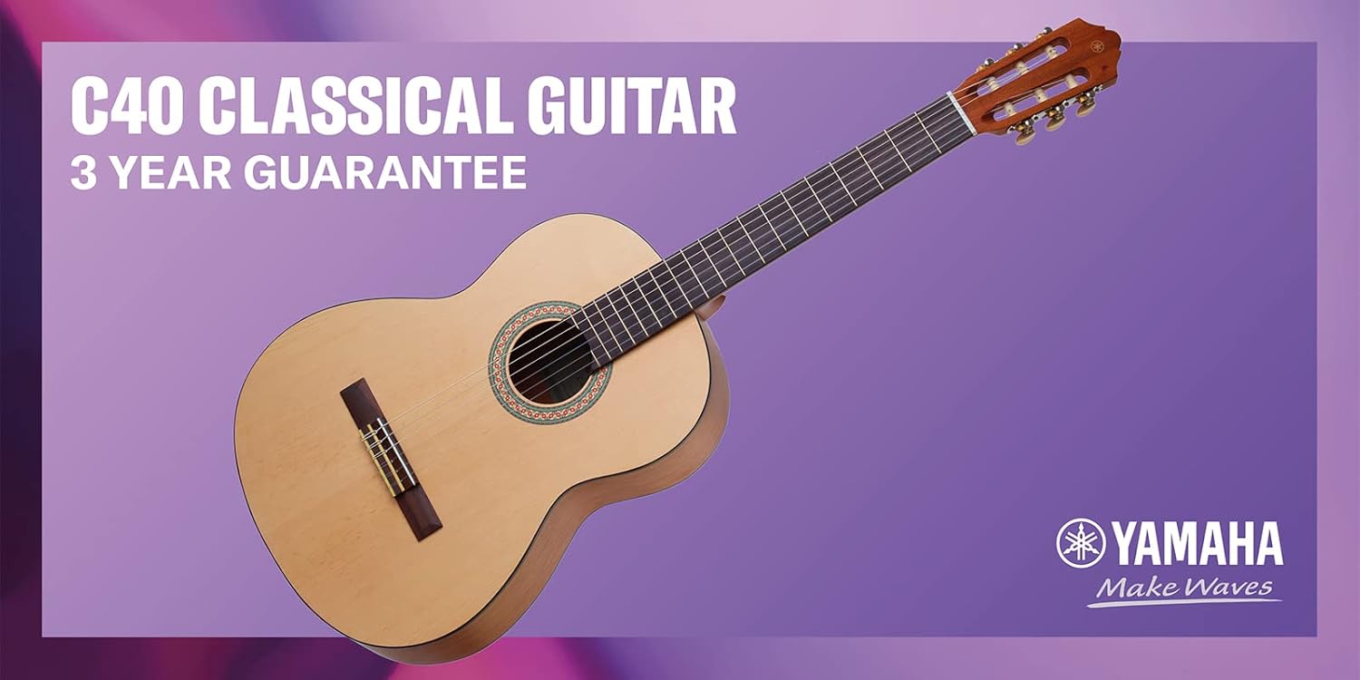 Yamaha CS40II Classical Guitar for Learners, 3/4 Size - Traditional Western Body - Natural, Silver-4