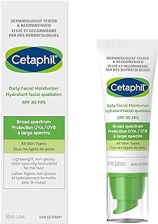 Cetaphil Daily Facial Moisturizer with sunscreen SPF 50+, 1.7 oz