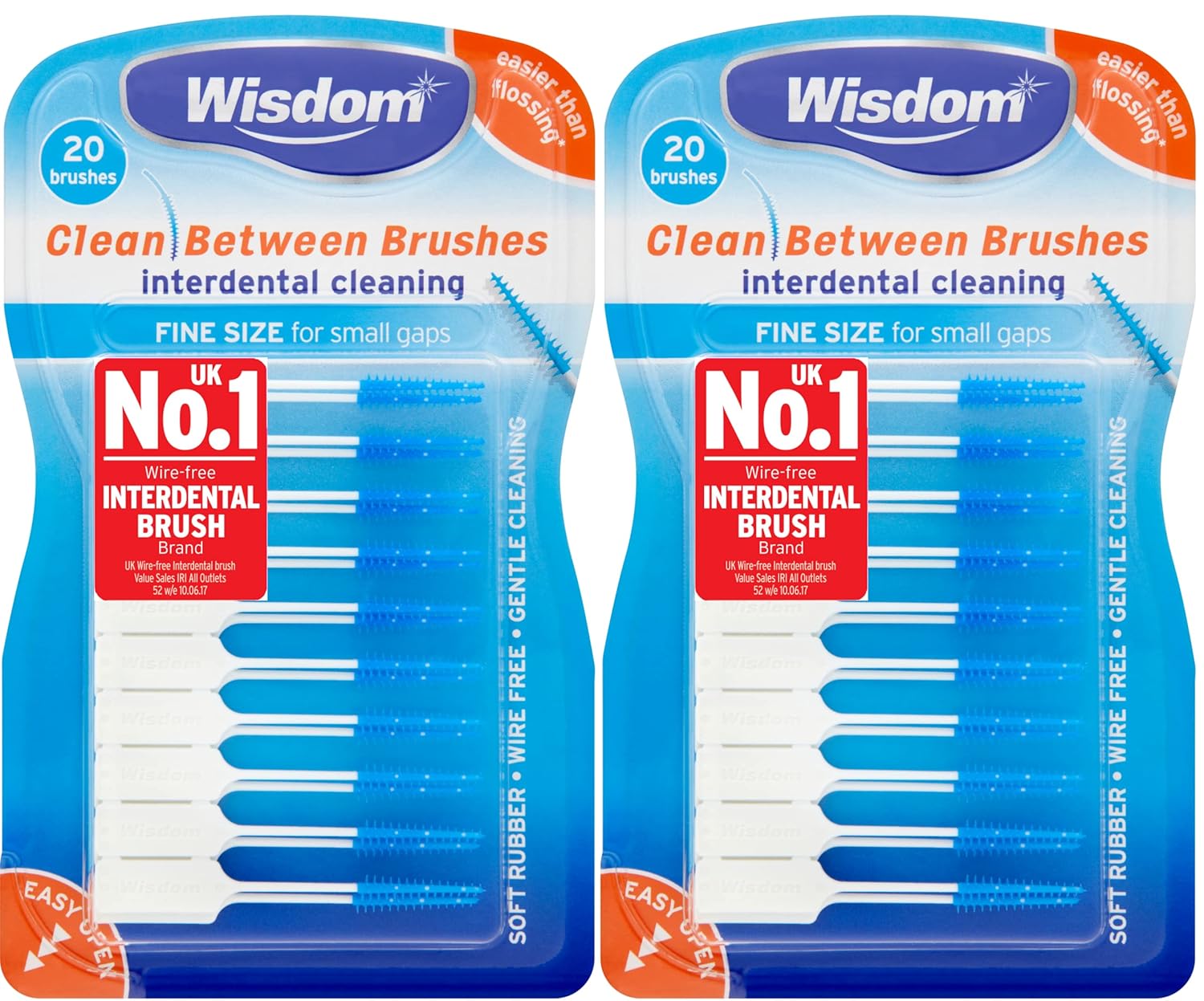 Wisdom Clean Between Fine Blue Brushes - Pack of 2, Total 40-0