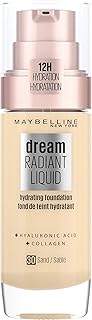 Maybelline Foundation, Dream Radiant Liquid Hydrating Foundation with Hyaluronic Acid and Collagen - Lightweight, Medium Coverage Up to 12 Hour Hydration - 30 Sand