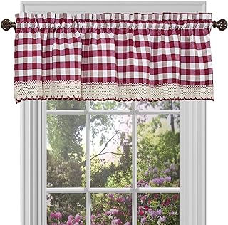 Achim Home Furnishings Buffalo Check Valance, 58-Inch by 14-Inch, Burgundy