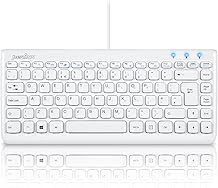 perixx PERIBOARD-407 Compact USB Keyboard, 11 Multimedia Keys, Chiclet Keys, Glossy Piano White, UK QWERTY