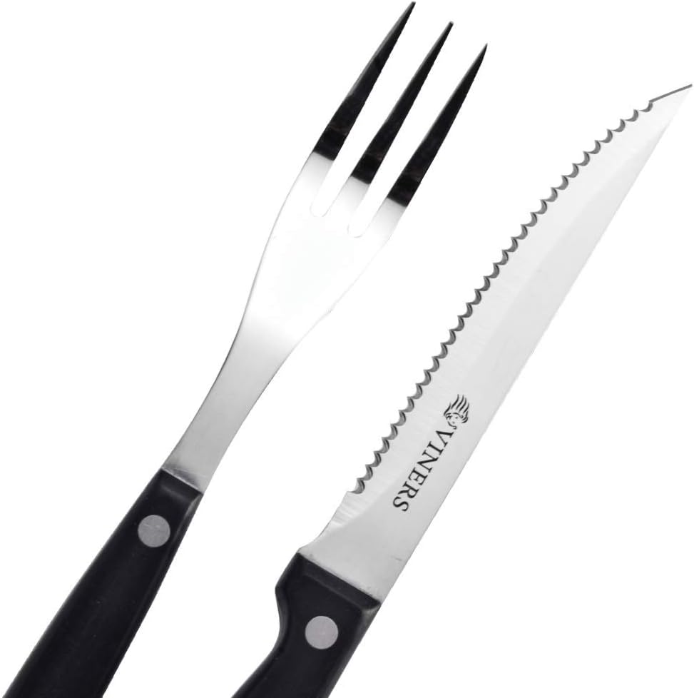 Viners Everyday 12 Piece Silver Stainless Steel Steak Knife and Fork Set-4