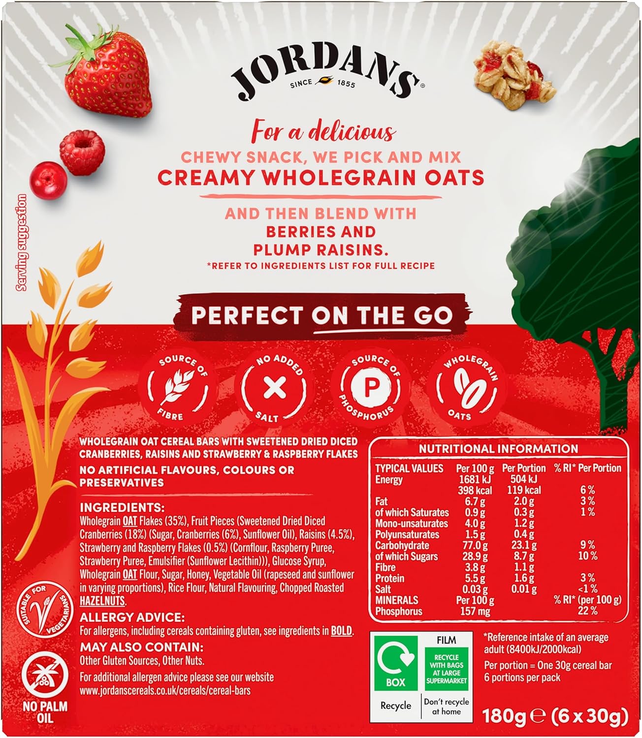 Jordans Frusli Red Berries | Cereal Bars | Vegetarian | 6 PACKS of 6x30g-2