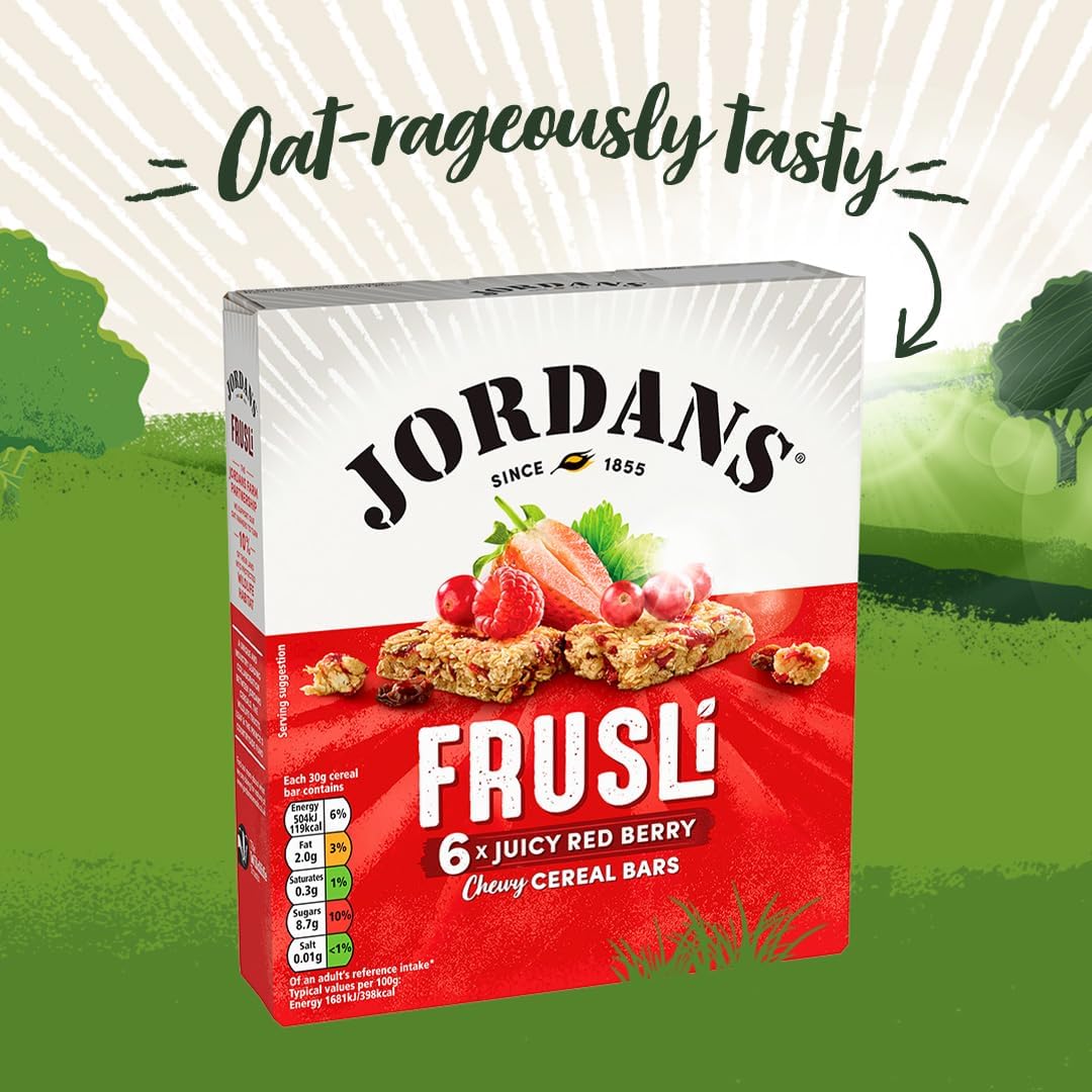 Jordans Frusli Red Berries | Cereal Bars | Vegetarian | 6 PACKS of 6x30g-6