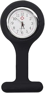 TRIXES Silicone Nurse Fob Watch with Brooch - Black