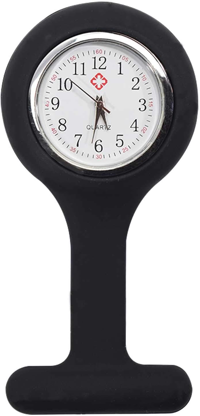 TRIXES Silicone Nurse Fob Watch with Brooch - Black-0