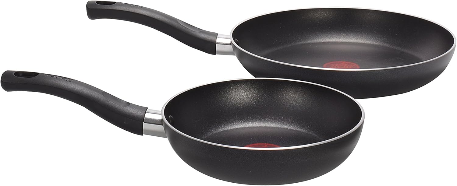 Tefal Taste Twin Pack, Aluminium Frying Pans, Pan Set, Pans 20 cm and 28 cm diameter, Non-Stick, Black, Pack of 2, B189S244-5